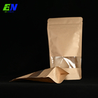 o estoque biodegradável liso de 100g 250g 500g 1kg está acima do saco de papel de Brown Kraft com zíper
