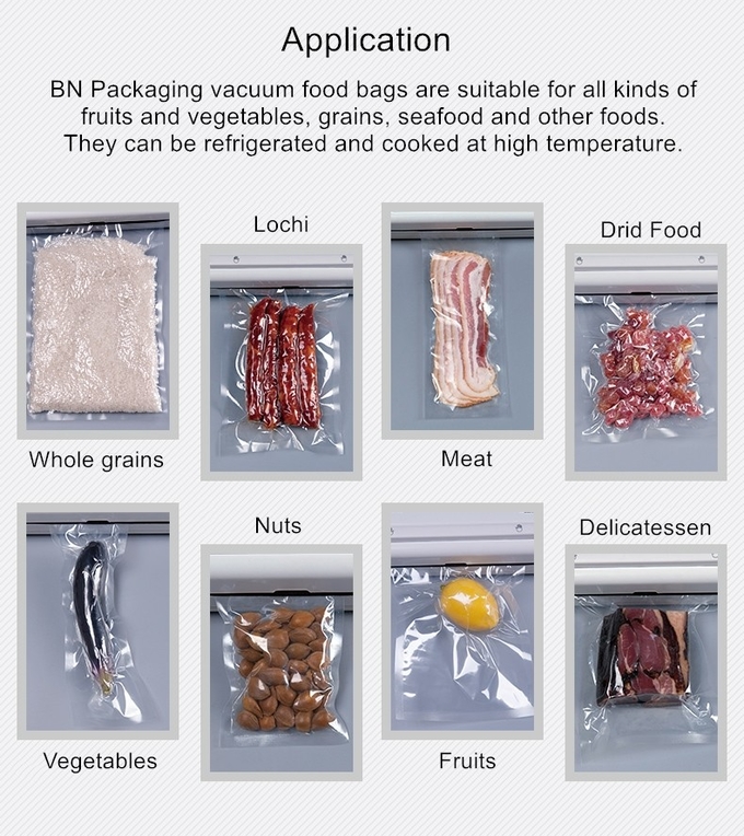 O armazenamento livre do vácuo de BPA ensaca o alimento feito sob encomenda gravou o saco transparente congelado inteiro 10 do selo de vácuo